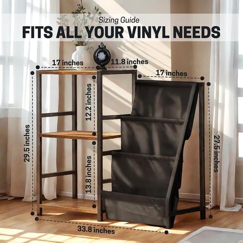 Himutain Record Player Stand & Record Cleaning Kit & Vinyl Sleeves Gifts Combo, Record Stand with Storage Up to 200 Albums, Turntable Stand & End Table for Living Room in Saudi Arabia