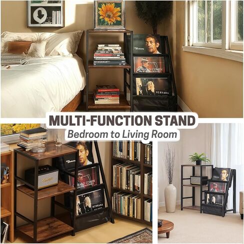 Himutain Record Player Stand & Record Cleaning Kit & Vinyl Sleeves Gifts Combo, Record Stand with Storage Up to 200 Albums, Turntable Stand & End Table for Living Room in Saudi Arabia