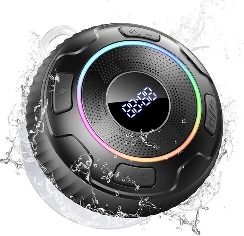 Bluetooth Shower Speaker, 2024 Portable Speakers Bluetooth 5.3 IPX7 Waterproof Wireless Speaker with LED Light, 360° Sound Mini Portable Speaker with Suction Cup and Hand Free Mic for Bathroom/Outdoor in Saudi Arabia