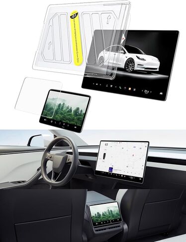 واقي شاشة JSAUX 2024 Tesla Model 3، واقي زجاجي مقسى 9H متوافق مع Tesla Model 3 Highland 2024 شاشة أمامية 15.4 بوصة + شاشة خلفية 8 بوصة مضادة للوهج، مضادة لبصمات الأصابع، مضادة للخدش، غير لامعة in Saudi Arabia
