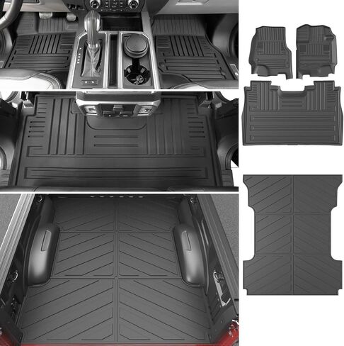 powoq Truck Bed Mat Compatible with 2015-2024 Ford F150 6.5FT TPE Truck Bed Liner All Season Protection Replacement for 2015-2020 2021 2022 2023 2024 Ford F150 Accessories(3-Fold 6.5FT Truck Bed Mat) in Kuwait