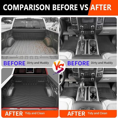 powoq Truck Bed Mat Compatible with 2015-2024 Ford F150 6.5FT TPE Truck Bed Liner All Season Protection Replacement for 2015-2020 2021 2022 2023 2024 Ford F150 Accessories(3-Fold 6.5FT Truck Bed Mat) in Kuwait
