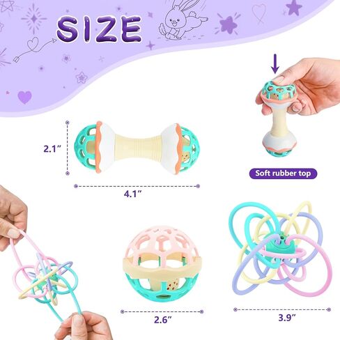 3 Pcs Rabbit Toys, Novelty Bunny Toys with Bell Balls, Durable Guinea Pig Hamsters Chinchillas Toys, Prefect for Small Animals Playing Teeth Indoor Outdoor in Saudi Arabia