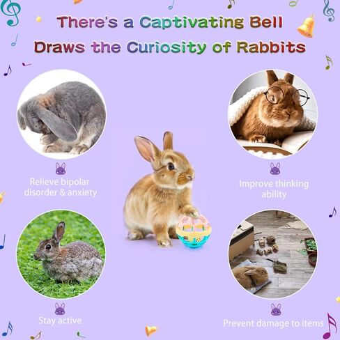 3 Pcs Rabbit Toys, Novelty Bunny Toys with Bell Balls, Durable Guinea Pig Hamsters Chinchillas Toys, Prefect for Small Animals Playing Teeth Indoor Outdoor in Saudi Arabia