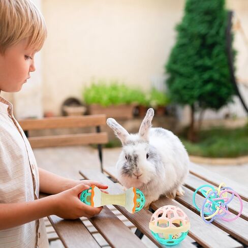 3 Pcs Rabbit Toys, Novelty Bunny Toys with Bell Balls, Durable Guinea Pig Hamsters Chinchillas Toys, Prefect for Small Animals Playing Teeth Indoor Outdoor in Saudi Arabia