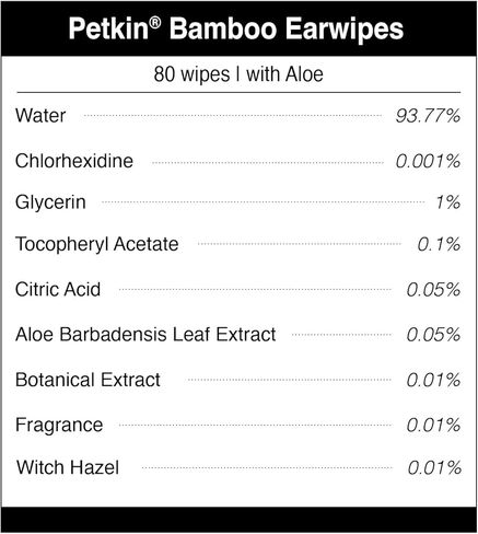 Petkin Bamboo Pet Ear Wipes, 80 Moist Wipes - Soft Bamboo Cloth Pet Ear Cleaner Wipes Sooth & Deodorize to Remove Dirt, Odor, & Wax - Safe & Easy to Use Pet Wipes for Dogs, Cats, Puppies & Kittens in Kuwait