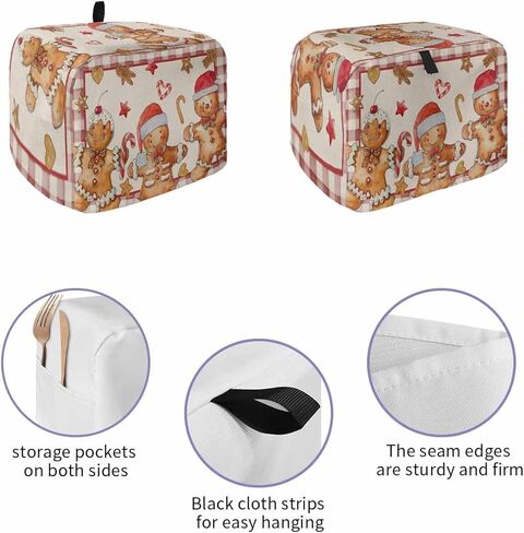 Christmas Toaster Cover 2 Slice, Gingerbread Man Vintage Red Buffalo Plaid Bread Maker Cover Toaster Dust Cover with Pockets, Winter Xmas Dust-Proof Cover for Kitchen Small Appliance 12x7.5x8in in Kuwait