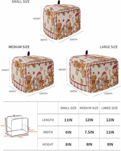 Christmas Toaster Cover 2 Slice, Gingerbread Man Vintage Red Buffalo Plaid Bread Maker Cover Toaster Dust Cover with Pockets, Winter Xmas Dust-Proof Cover for Kitchen Small Appliance 12x7.5x8in in Kuwait