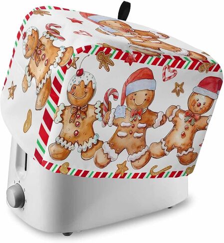 Christmas Toaster Cover 2 Slice, Gingerbread Man Vintage Red Buffalo Plaid Bread Maker Cover Toaster Dust Cover with Pockets, Winter Xmas Dust-Proof Cover for Kitchen Small Appliance 12x7.5x8in in Kuwait