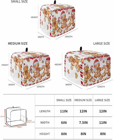 Christmas Toaster Cover 2 Slice, Gingerbread Man Vintage Red Buffalo Plaid Bread Maker Cover Toaster Dust Cover with Pockets, Winter Xmas Dust-Proof Cover for Kitchen Small Appliance 12x7.5x8in in Kuwait