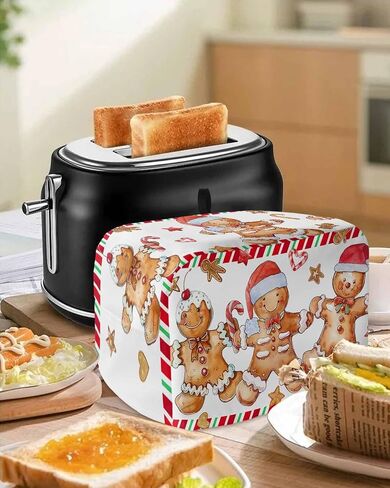 Christmas Toaster Cover 2 Slice, Gingerbread Man Vintage Red Buffalo Plaid Bread Maker Cover Toaster Dust Cover with Pockets, Winter Xmas Dust-Proof Cover for Kitchen Small Appliance 12x7.5x8in in Kuwait
