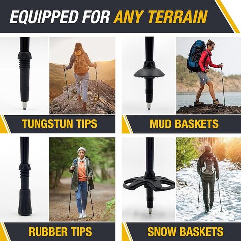 Brazos Trekking Poles for Hiking | Collapsible Walking Stick | 24" to 54" (Pair of 2) 9.7oz Ultra-Light Aluminum with Cork Grip | Hiking in All Terrains & Seasons in Kuwait