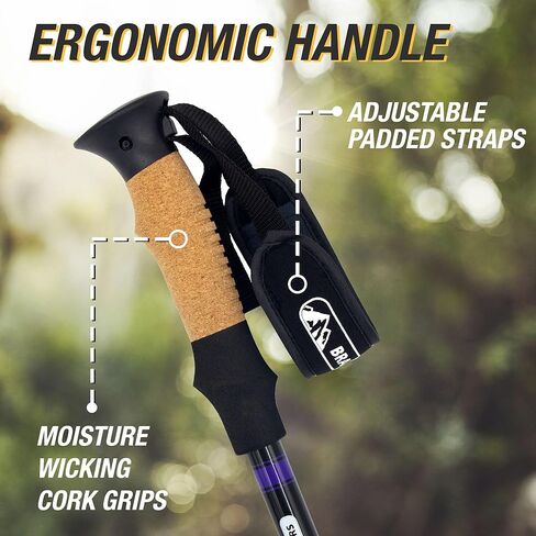 Brazos Trekking Poles for Hiking | Collapsible Walking Stick | 24" to 54" (Pair of 2) 9.7oz Ultra-Light Aluminum with Cork Grip | Hiking in All Terrains & Seasons in Kuwait