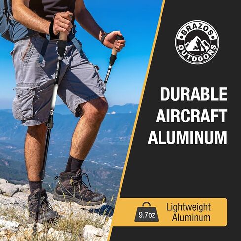 Brazos Trekking Poles for Hiking | Collapsible Walking Stick | 24" to 54" (Pair of 2) 9.7oz Ultra-Light Aluminum with Cork Grip | Hiking in All Terrains & Seasons in Kuwait
