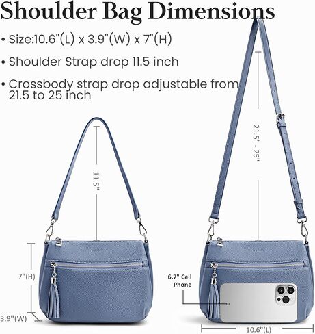 befen Genuine Leather Crossbody Hobo Purses for Women, Ladies Shoulder Bags Handbags with 2 Shoulder Straps in Kuwait