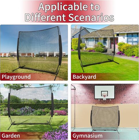 7x7ft Backstop Net, Ball Stop Net with Handbag,Fix Sports Net Barrier by 4 Spike&2 Sandbag,Sports Practice Barrier Net for Baseball,Softball,Lacrosse Train,Backstop Net for Backyard,Playground in Saudi Arabia