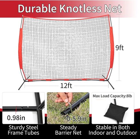 7x7ft Backstop Net, Ball Stop Net with Handbag,Fix Sports Net Barrier by 4 Spike&2 Sandbag,Sports Practice Barrier Net for Baseball,Softball,Lacrosse Train,Backstop Net for Backyard,Playground in Saudi Arabia