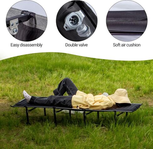 Portable Outdoor Camping Bed，Low Camping Cot with Support, Heavy Duty Tent Sleeping Air Bed, Oxford Camp Cots with Pilllow Mattress Bag (High Bed) in Saudi Arabia