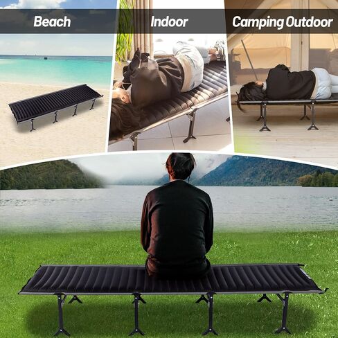 Portable Outdoor Camping Bed，Low Camping Cot with Support, Heavy Duty Tent Sleeping Air Bed, Oxford Camp Cots with Pilllow Mattress Bag (High Bed) in Saudi Arabia