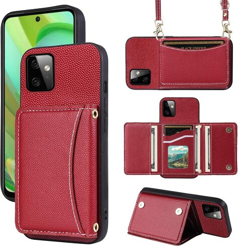 Phone Case for Motorola Moto G Power 5G 2023 Wallet Cover with Crossbody Shoulder Strap and Leather Credit Card Holder Pocket Slim Stand Cell Accessories GPower G5 Girls Women Men Red in Kuwait
