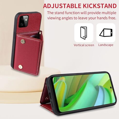 Phone Case for Motorola Moto G Power 5G 2023 Wallet Cover with Crossbody Shoulder Strap and Leather Credit Card Holder Pocket Slim Stand Cell Accessories GPower G5 Girls Women Men Red in Kuwait