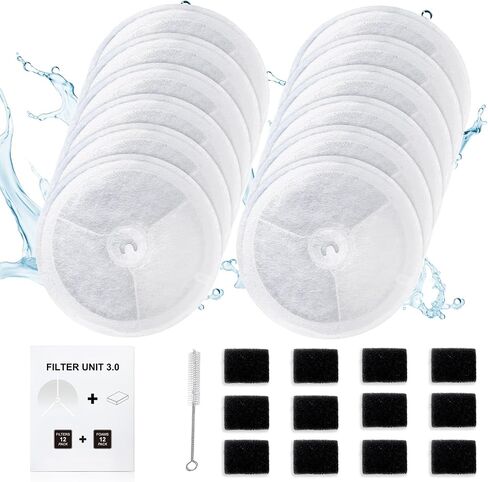 12 PCS Upgraded Filter Unit 3.0 Pet Cat Water Fountain Filters Fit For E versweet Solo 2/Solo SE, E versweet 3 Pro/2S/3, Including Replacement Filters and Replaced Foam Pump Filters (12 pcs) in Saudi Arabia
