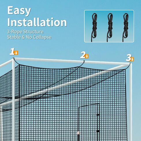 SHANTRA Batting Cage Net, 55'L/35'L/20'L, Fully Enclosed Baseball & Softball Cage Netting - NET ONLY - Not Include Poles and Frame - PE Hitting Cage Net with Door, Batting Nets for Baseball Backyard in Saudi Arabia
