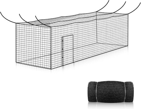 SHANTRA Batting Cage Net, 55'L/35'L/20'L, Fully Enclosed Baseball & Softball Cage Netting - NET ONLY - Not Include Poles and Frame - PE Hitting Cage Net with Door, Batting Nets for Baseball Backyard in Saudi Arabia