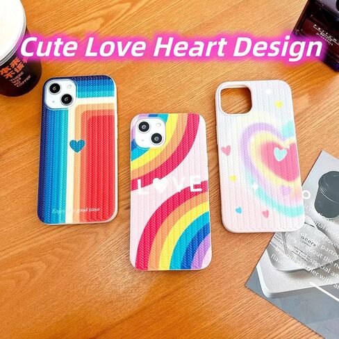 متوافق مع حافظة iPhone 12 على شكل قلب للنساء والفتيات، تصميم جمالي لطيف للفتيات، غطاء سيليكون نحيف ناعم ومقاوم للصدمات للهاتف الخلوي لهاتف iPhone 12 (قوس قزح/أرجواني) in Saudi Arabia