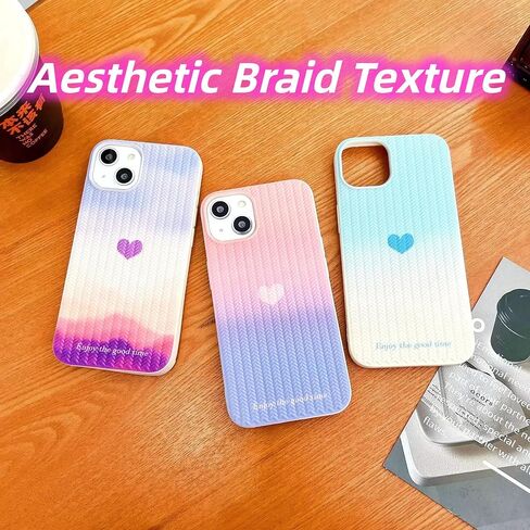 متوافق مع حافظة iPhone 12 على شكل قلب للنساء والفتيات، تصميم جمالي لطيف للفتيات، غطاء سيليكون نحيف ناعم ومقاوم للصدمات للهاتف الخلوي لهاتف iPhone 12 (قوس قزح/أرجواني) in Saudi Arabia