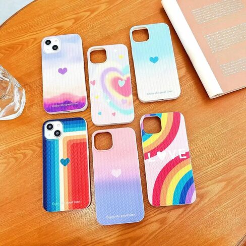 متوافق مع حافظة iPhone 12 على شكل قلب للنساء والفتيات، تصميم جمالي لطيف للفتيات، غطاء سيليكون نحيف ناعم ومقاوم للصدمات للهاتف الخلوي لهاتف iPhone 12 (قوس قزح/أرجواني) in Saudi Arabia