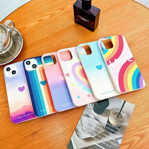 متوافق مع حافظة iPhone 12 على شكل قلب للنساء والفتيات، تصميم جمالي لطيف للفتيات، غطاء سيليكون نحيف ناعم ومقاوم للصدمات للهاتف الخلوي لهاتف iPhone 12 (قوس قزح/أرجواني) in Saudi Arabia