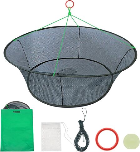 Round Fishing Bait Trap, Portable Folded Shrimp Fishing Nets, Nylon Mesh Net Fishing Equipment for Minnow Crab Crayfish Crawdad in Kuwait