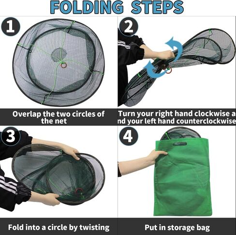 Round Fishing Bait Trap, Portable Folded Shrimp Fishing Nets, Nylon Mesh Net Fishing Equipment for Minnow Crab Crayfish Crawdad in Kuwait
