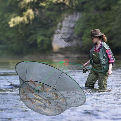 Round Fishing Bait Trap, Portable Folded Shrimp Fishing Nets, Nylon Mesh Net Fishing Equipment for Minnow Crab Crayfish Crawdad in Kuwait