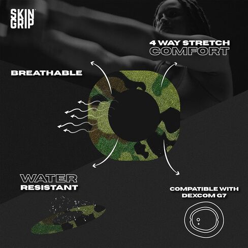 Skin Grip Adhesive Patches for Dexcom G7 CGM with Cutout – Waterproof & Sweatproof Adhesive for 10-14 Days, Pre-Cut Adhesive Medical Tape, Continuous Glucose Monitor Sensor Cover – 20 Pack, Chocolate in Kuwait