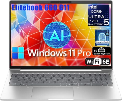 HP Elitebook 660 G11 Business Laptop, 16" FHD+ Computer, 12-Core Intel Ultra 5 125U (Beat i7-1355U), 32GB DDR5 RAM, 1TB PCIe SSD, WiFi 6E, Backlit KB, Fingerprint Reader, Windows 11 Pro, Befectoy in Saudi Arabia