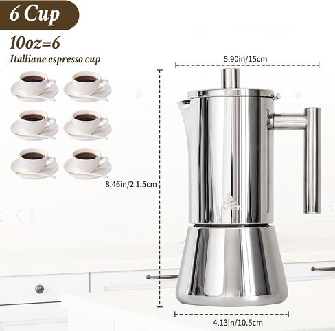 LAOION Stovetop Espresso Maker, 12Cup 17.5 oz Moka Pot, Stainless Steel | Cuban and Italian Coffee Maker for Cafetera Cubana, Greca De Cafe Induction Stovetop Compatible, Coffee Gift for Home Travel in Saudi Arabia