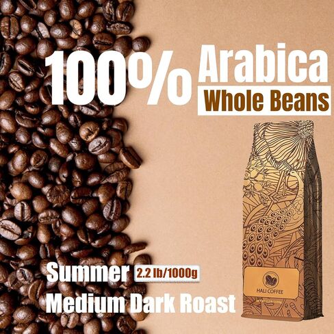 HALI Whole Coffee Beans Espresso Medium Dark Roast Arabica Blend Fruit Drops Creamy Fruity Candy Sweety Hazelnut Flavor Fresh Roasted Coffee Beans Whole Acid Free Low Acid full Bodied Espresso Beans Whole Smooth Rich Taste Qiu Xu Autumn 2.2 Pound (2.2lb p in Saudi Arabia