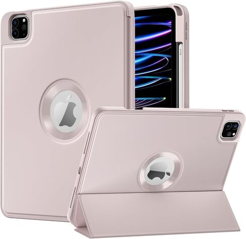 MoKo for iPad Pro 11 inch Case 2022/2021/2020 with Pencil Holder, Smart Cover for iPad Pro 11 inch with Soft TPU Back, Hollow Logo/Auto Wake/Sleep, Light Pink in Saudi Arabia