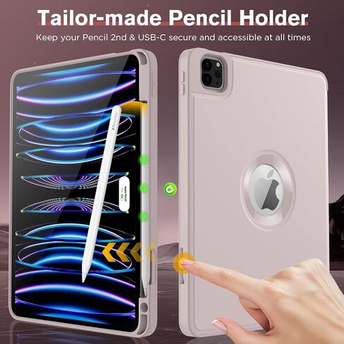MoKo for iPad Pro 11 inch Case 2022/2021/2020 with Pencil Holder, Smart Cover for iPad Pro 11 inch with Soft TPU Back, Hollow Logo/Auto Wake/Sleep, Light Pink in Saudi Arabia