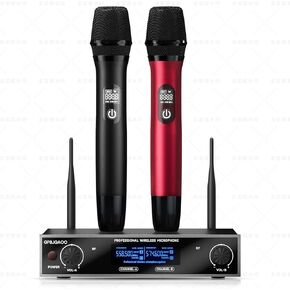 Wireless Microphone, for Home Karaoke, Meeting, Party, Church, DJ, Wedding, Home KTV Set, Metal Dual Professional UHF Cordless Dynamic Mic Handheld Microphone System, 200ft