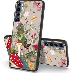 Slim Cover for TCL 20 Pro 5G Phone Case, Cute Painted for Women Girls Soft TPU Shockproof TCL 20 Pro Phone Cover, Anti-Fingerprint Matte Black TPU Phone Case for TCL 20 Pro, Beautiful Wildflowers