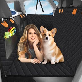 Back Seat Extender for Dogs with Removable Load Bearing Plates Supports 350 lbs, Dog Car Seat Cover for Back Seat with Mesh Window, Dog Hammock for Car Compact SUV Mid-Size SUV Small Truck