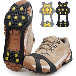 Ice Cleats for Shoes and Boots Snow Traction Cleats Crampons for Walking on Snow and Ice 11 Studs Anti Slip Overshoe Footwear Ice Rubber Walking Cleats Crampons
