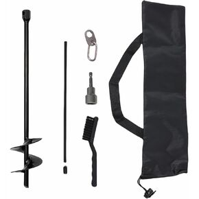 17" Dog Tie Out Stake，360° Swivel Dog Run Stake，Large Area Welding of Metal Joints,Dog tie Out Cable and Lead Ground Stakes for Outside or Yard，with a Brush and Backpack，Black（1）