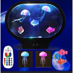 LED Dreamy Jellyfish Lamp, Realistic LED Jellyfish Mood Lamp with Oval Design, 17 Color Changes, USB Jellyfish Lamp with Remote Control for Living Room Lamp Bedroom Desktop Decoration