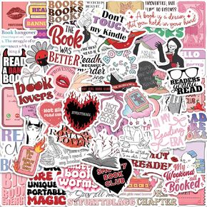 106 Pcs Book Stickers for Kindle, Holographic Dark Romance Bookish Stickers for Adults, Reading Lover Stickers for Water Bottles, Laptops, Waterproof Vinyl Booktok Sticker for Adults Ebook Readers