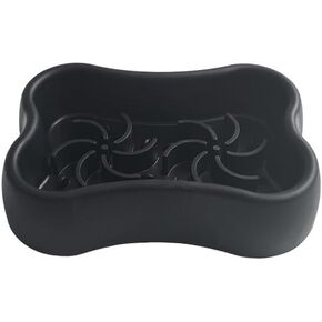 HappyTails - Silicone Pet Slow Feeder, Non-slip Food Bowl with Suction Cups, Anti-choking Slow Down Dishes for All Breeds Pets, Prevent Bloating, Black