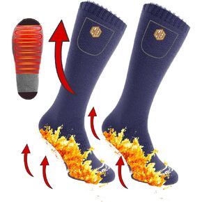 جوارب شتوية سميكة للنساء، جوارب كهربائية قابلة لإعادة الشحن 2200 مللي أمبير، درجة حرارة قابلة للتعديل لتدفئة القدم الكهربائية، جورب تسخين للتزلج، مناسب للتزلج، صيد الأسماك، ركوب الدراجات، فتاة بلوز (35-39) in Kuwait